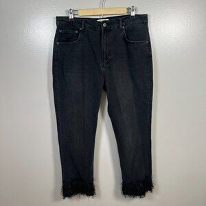 Reformation Julia Fringe Hem Jeans Size 31 Black Monterey Wash High Rise Crop